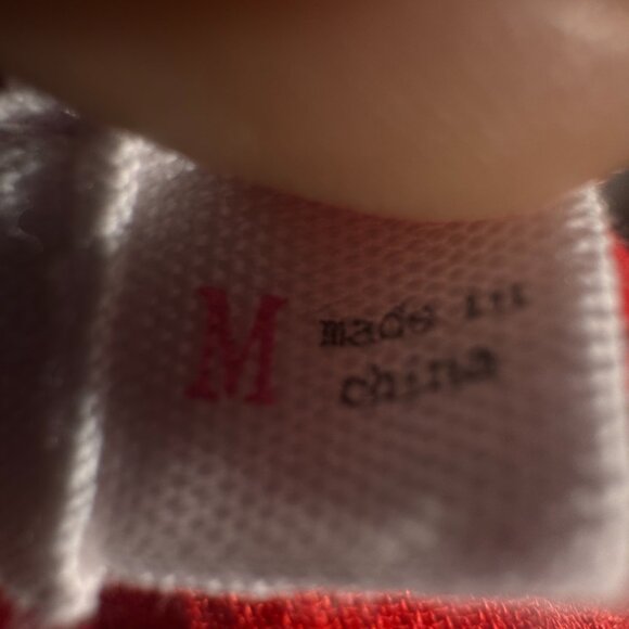 This LUSH red long sleeve blouse features a romantic Swiss dot texture and light - Picture 3 of 11